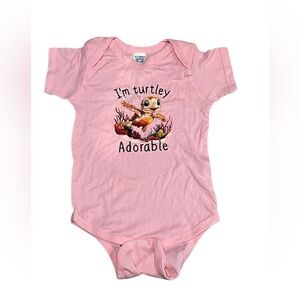 “I’m Turtley Adorable” Baby Bodysuit – Size 24 Months – Handmade